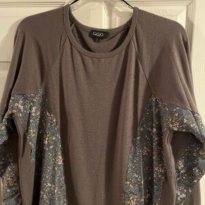 G.GO Women's Brown/Gray Floral Top
